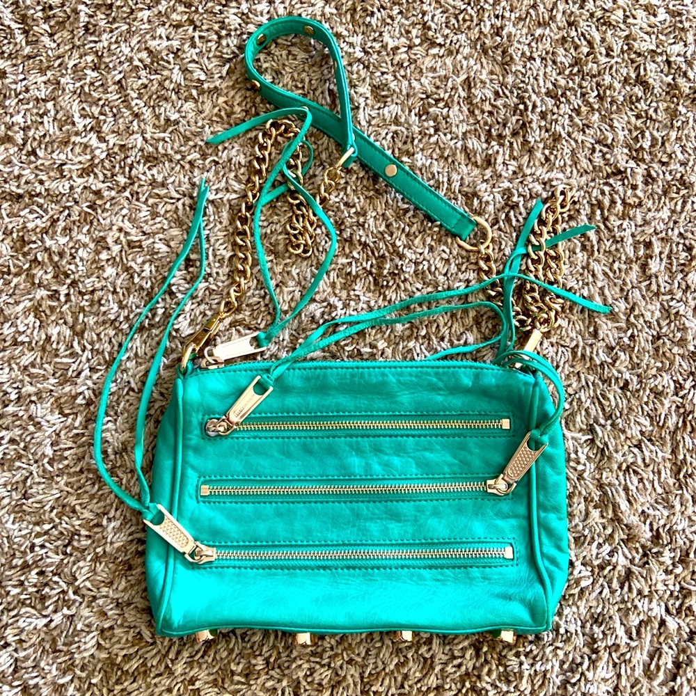 Rebecca Minkoff Green Leather Crossbody Purse Bag